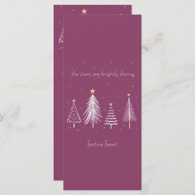 Elegant Christmas Dining Purple  Menu (Front/Back)