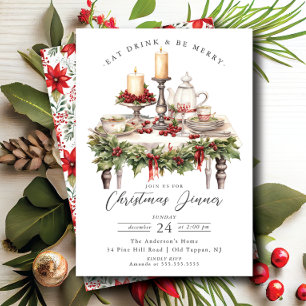 Elegant Christmas Dinner Invitation
