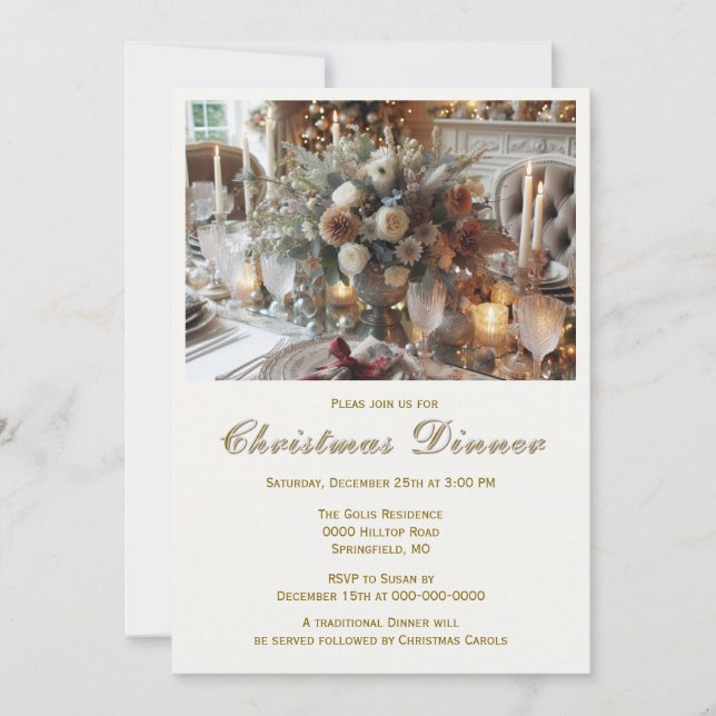 Elegant Christmas Dinner Invitation (Front)