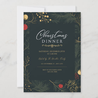 Elegant Christmas Dinner Invitation Celebrate