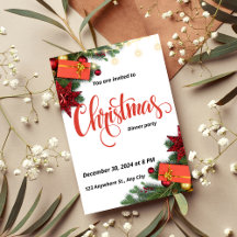 Elegant Christmas Dinner Party Invitation