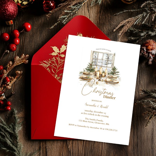 Elegant Christmas Dinner Party Invitation (Creator Uploaded)