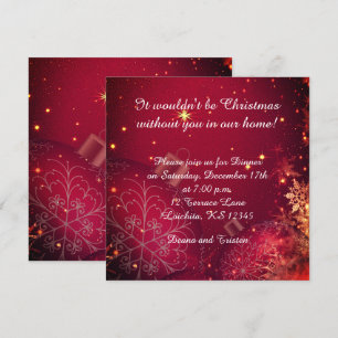 Elegant Christmas Dinner Square Invitation