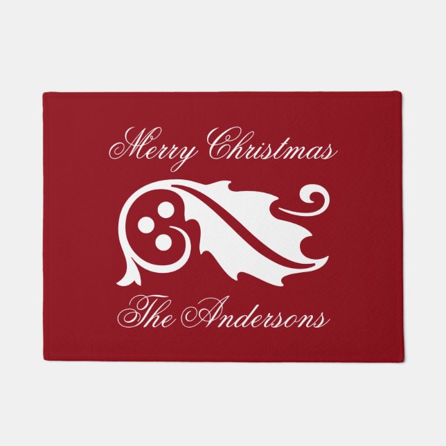 Elegant Christmas doormat with family name (Front)