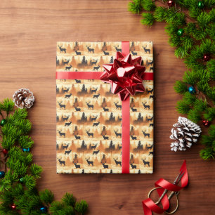 Elegant Christmas Elk Forest  Wrapping Paper