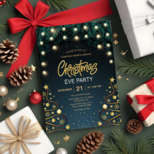 Elegant Christmas Eve Corporate Holiday Party Invitation