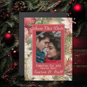 Elegant Christmas Eve Photo Wedding Magnet Card