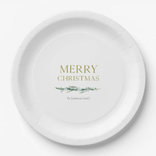 Elegant Christmas Evergreen Personalized  Paper Plate