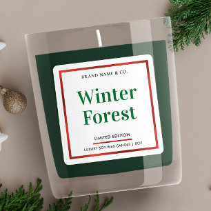 Elegant Christmas Festive Colours Candle Packaging Square Sticker