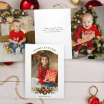 Elegant Christmas Floral Arched Photo Tri-Fold Card<br><div class="desc">This elegant and classically traditional design features a unique sculpted arch photo template highlighted by a gorgeous bouquet of red,  green and gold winter flowers with text fields and photo templates.</div>