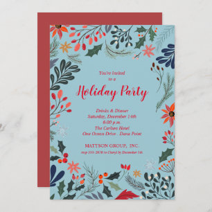 Elegant Christmas Floral Holiday Invitation