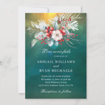 Elegant Christmas Floral on Green Modern Wedding