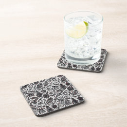 Elegant Christmas floral ornament pattern design Coaster