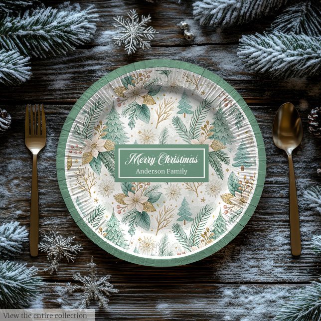 Elegant Christmas Floral Paper Plates Pastel Charm (Elegant Christmas Floral Paper Plates Pastel Charm)