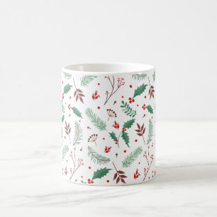 Elegant Christmas Floral Pattern   Classic Mug