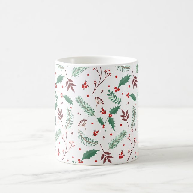 Elegant Christmas Floral Pattern | Classic Mug (Center)