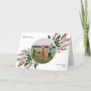 Elegant Christmas Floral Photo Holiday Card