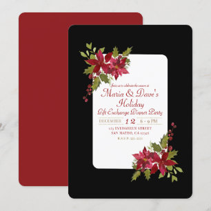 Elegant Christmas Floral Poinsettia Holiday Party Invitation