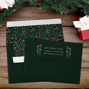 Elegant Christmas Floral Pre-Addressed Envelope