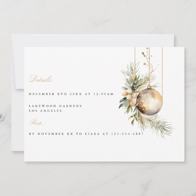 Elegant Christmas Floral Rehearsal Dinner Card (Back)