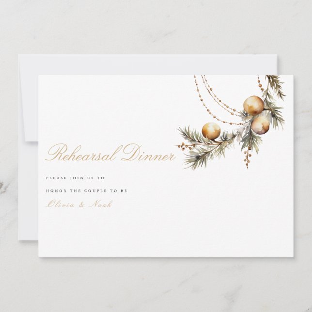Elegant Christmas Floral Rehearsal Dinner Card (Front)