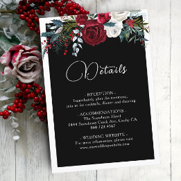 Elegant Christmas Floral Rose Holiday Wedding Enclosure Card