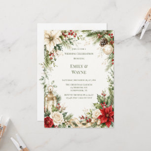 Elegant Christmas Floral Wedding Celebration Invitation