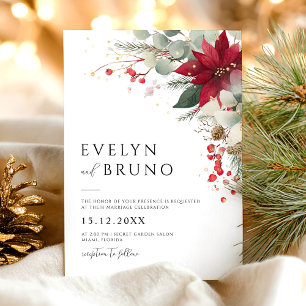 Elegant Christmas Floral Wedding Invitation