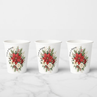 Elegant Christmas Floral Wedding Paper Cups