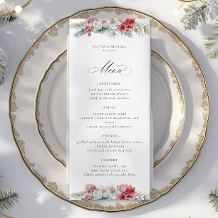 Elegant Christmas Floral Winter Wedding Menu