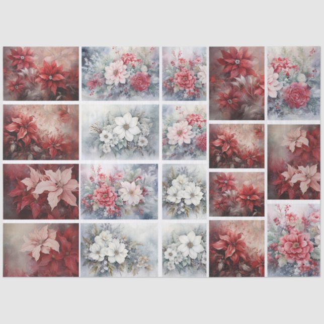Elegant Christmas Florals Collage for Decoupage Tissue Paper (Front)