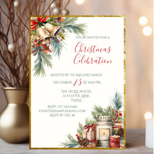 Elegant Christmas Foil Invitation   Holiday Card