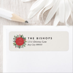 Elegant Christmas Foliage Berry Leaves Return Address Label