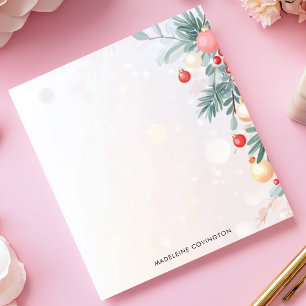Elegant Christmas Foliage Personalised Name Notepad