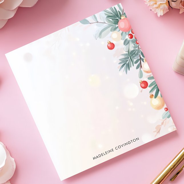 Elegant Christmas Foliage Personalised Name Notepad (Creator Uploaded)