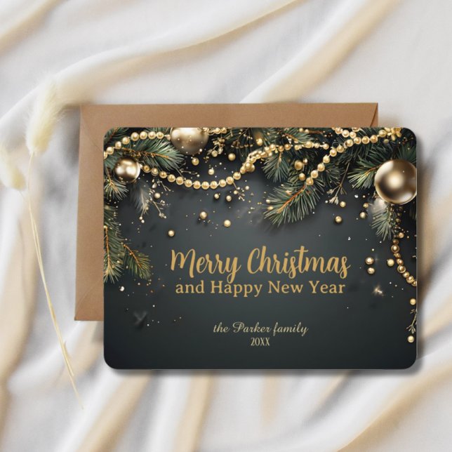 Elegant Christmas Garland Luxurious Non Photo Holiday Card (Creator Uploaded)