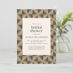 Elegant Christmas Geometric Green Bridal Shower Invitation