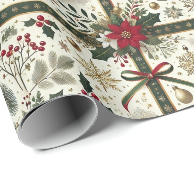 Elegant Christmas Gift Wrap with Snowflakes (Roll Corner)