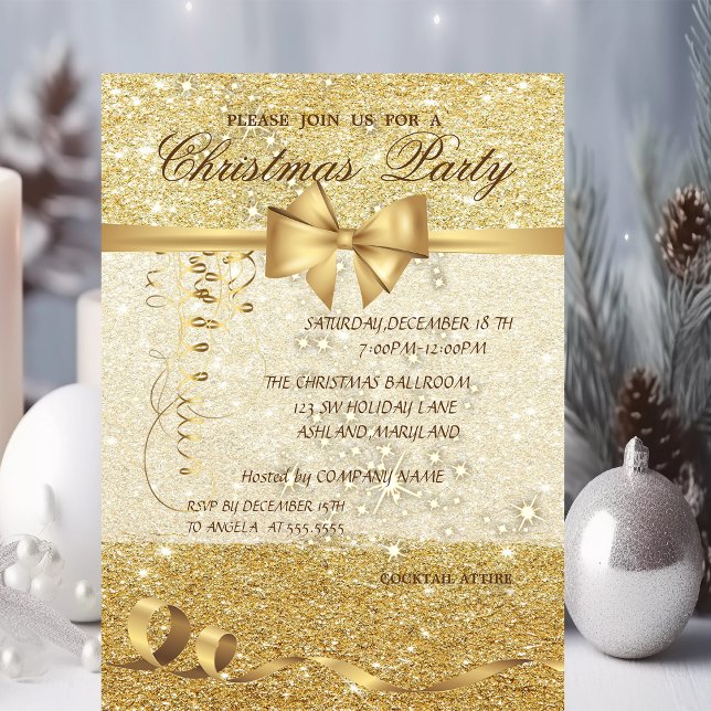 Elegant Christmas,Glittery, Corporate Party Invitation (Creator Uploaded)