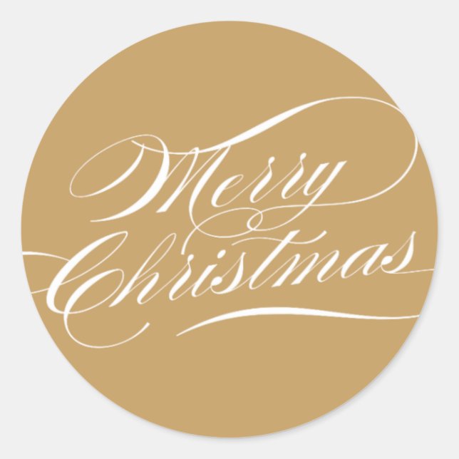 Elegant Christmas | Gold Classic Round Sticker (Front)