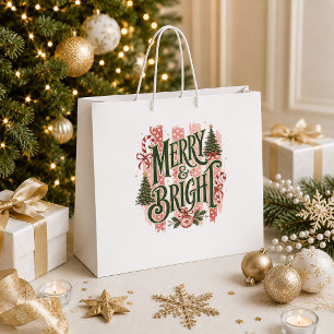 Elegant Christmas Gold Foil Holiday Gift Bag Desig