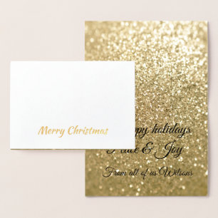 Elegant Christmas gold glittery sparkles Foil Card