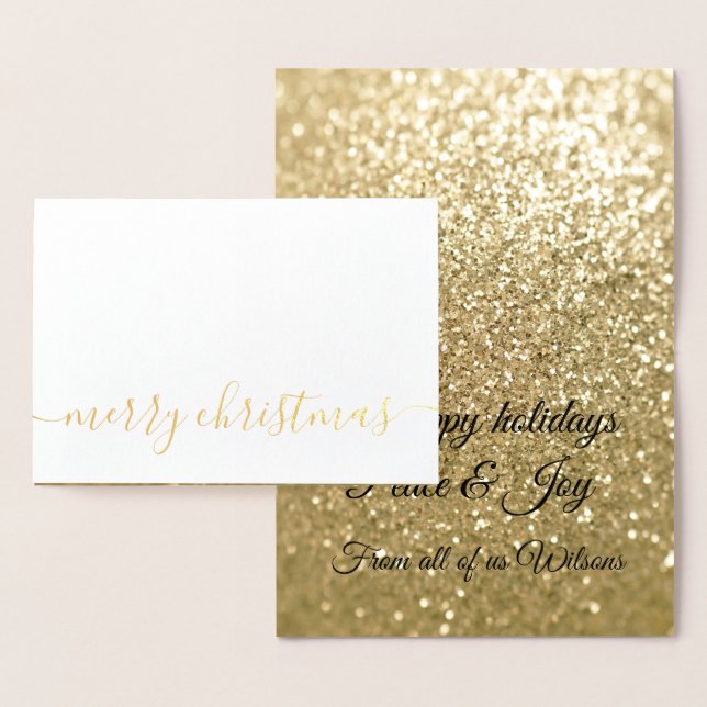 Elegant Christmas gold glittery sparkles Foil Card (Display)