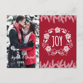 Elegant Christmas Gold Pine Joy Ornamental Photo Invitation Postcard