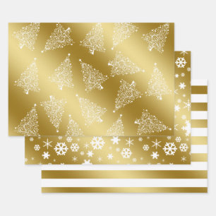 Elegant Christmas gold & white pattern    Wrapping Paper Sheet