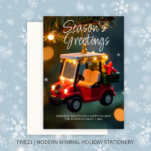 Elegant Christmas Golf Cart Ornament Holiday Card