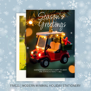 Elegant Christmas Golf Cart Ornament • Photo Holiday Card