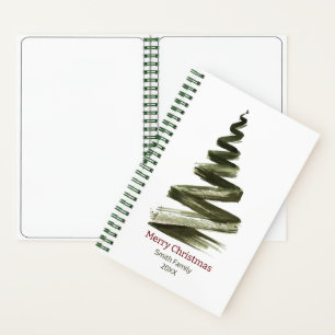 Elegant Christmas Green Tree Watercolour Notebook