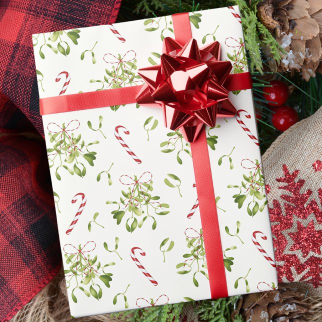 Elegant Christmas Greenery Mistletoe  Wrapping Paper (Creator Uploaded)