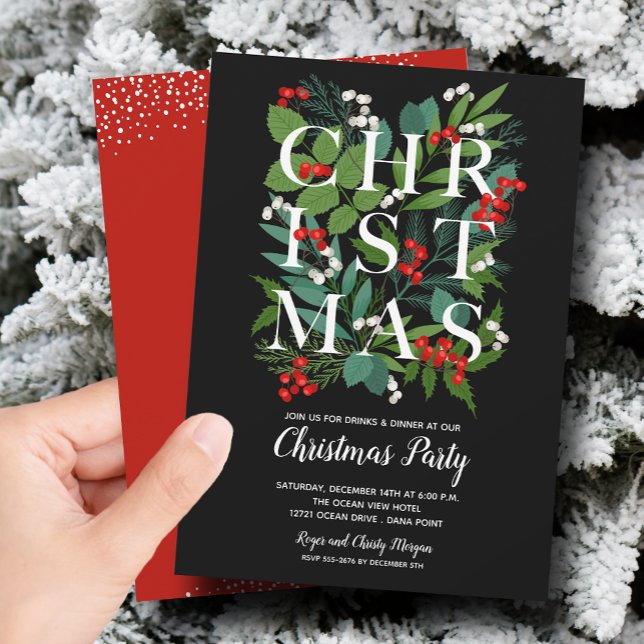 Elegant CHRISTMAS Greenery Party Invitation (Creator Uploaded)